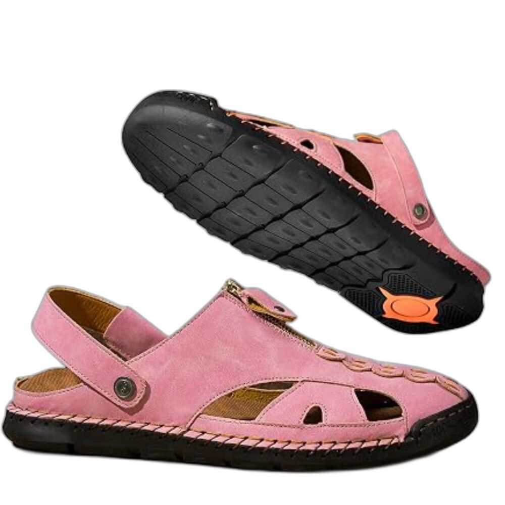 MODME Women's 16.5 EE/4E Men's 14 Med (D) Pink Leather Sandals Sliders Slippers